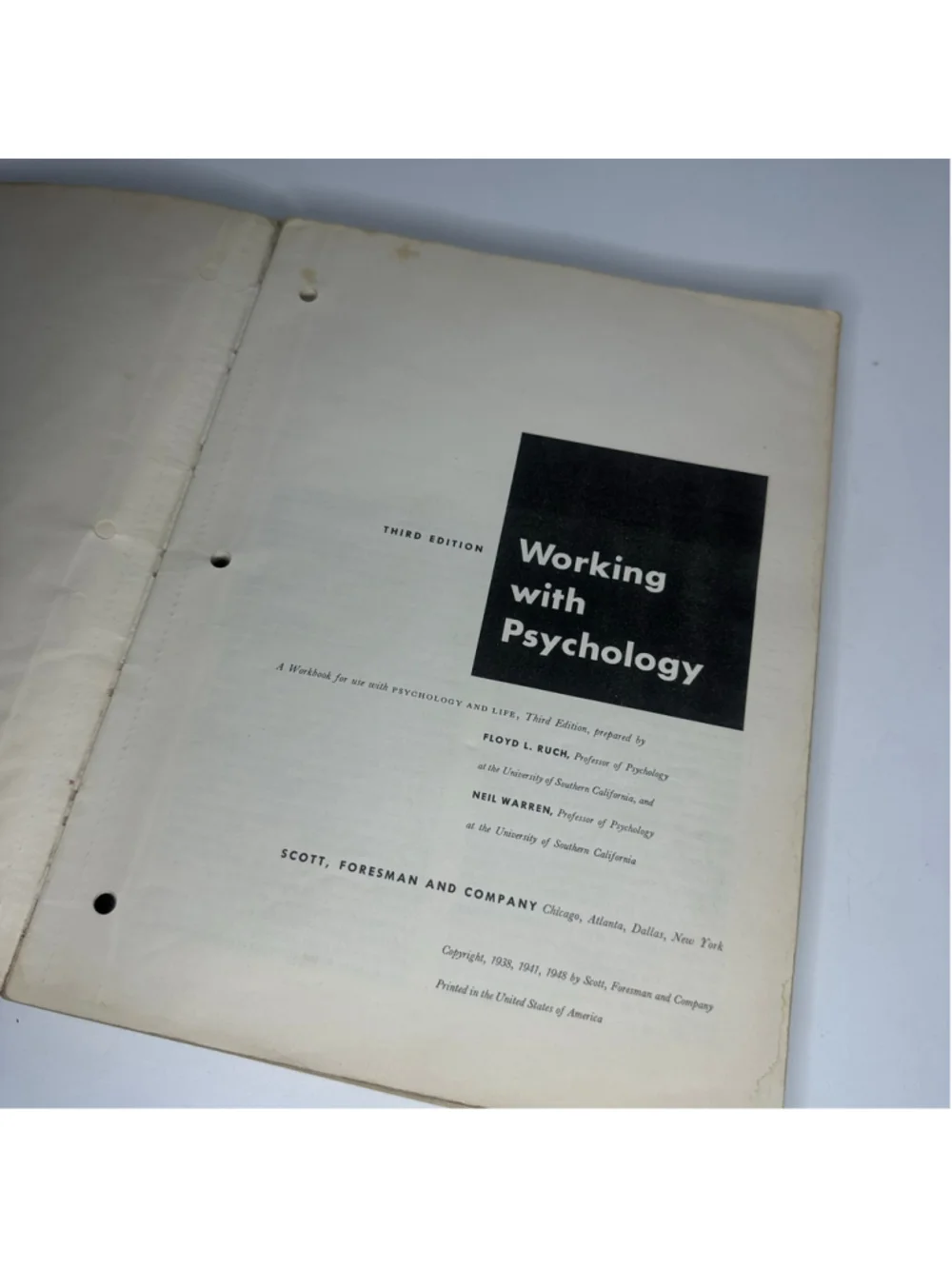 Vintage Working with Psychology Workbook 3rd Edition By Ruch & Warren
